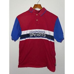 VTG ABC Sports Championship Olympics Red Blue‎ Polo Shirt Men's Large